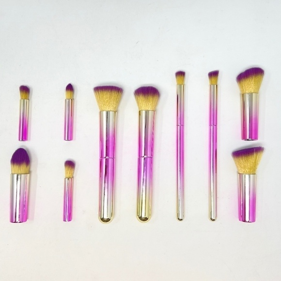 PINK Travel Brushes NEW W Box - 10 PIECE ESSENTIAL INTERCHANGEABLE  FACE BRUSHES - Picture 1 of 1